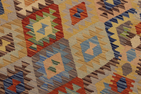 handmade Geometric Kilim Tan Brown Hand-Woven RECTANGLE 100% WOOL area rug 5 x 7