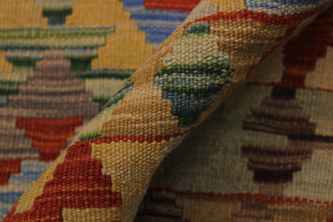 handmade Geometric Kilim Tan Brown Hand-Woven RECTANGLE 100% WOOL area rug 5 x 7