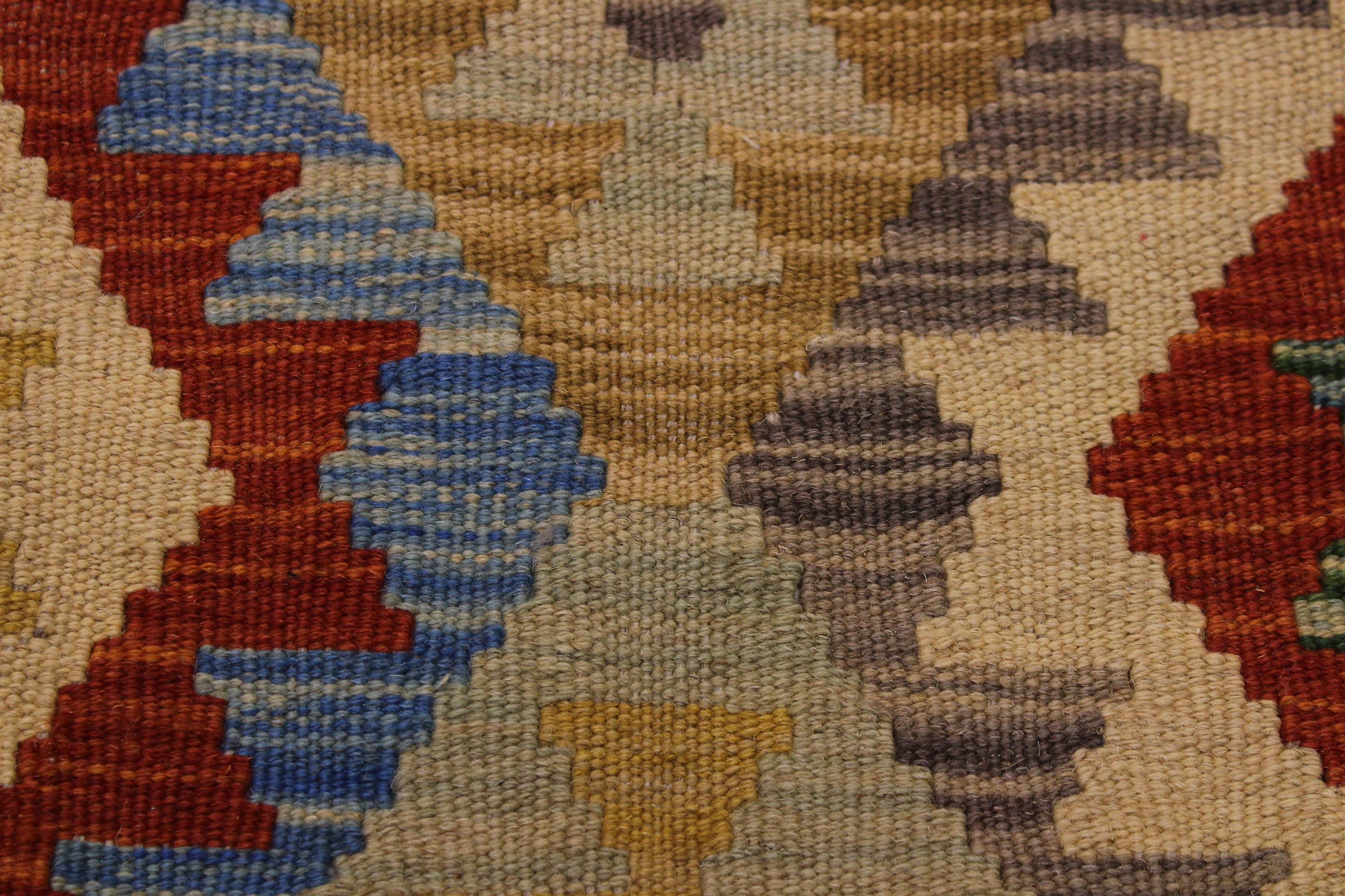 handmade Geometric Kilim Tan Brown Hand-Woven RECTANGLE 100% WOOL area rug 5 x 7
