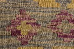 Flat Weave Kilim Antique Navaho Vintage handmade Geometric Kilim Gray Pink Hand-Woven Rectangle 100% Wool Area Rug 5x7 