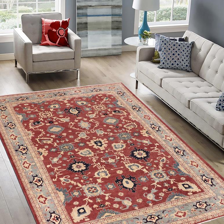 handmade Traditional Kafkaz Red Blue Hand Knotted RECTANGLE 100% WOOL area rug 10 x 15