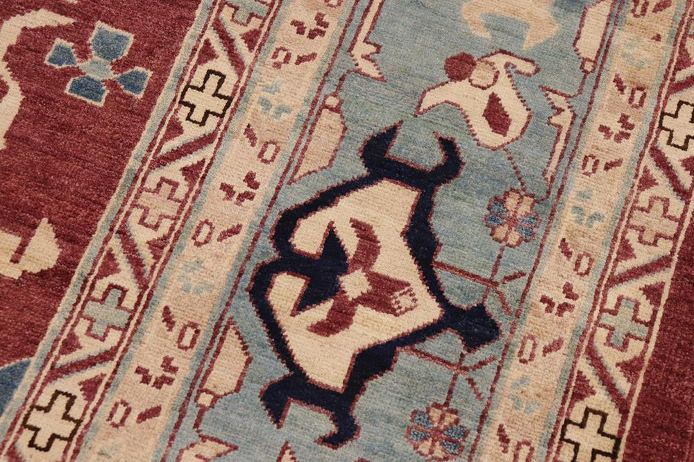 handmade Traditional Kafkaz Red Blue Hand Knotted RECTANGLE 100% WOOL area rug 10 x 15