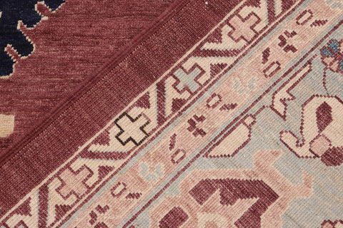 handmade Traditional Kafkaz Red Blue Hand Knotted RECTANGLE 100% WOOL area rug 10x15