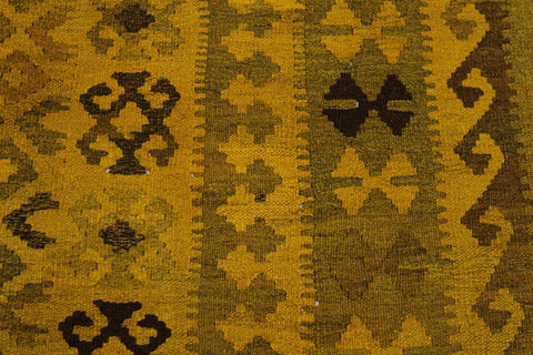 handmade Geometric Kilim Yellow Brown Hand-Woven RECTANGLE 100% WOOL area rug 5' x 8'