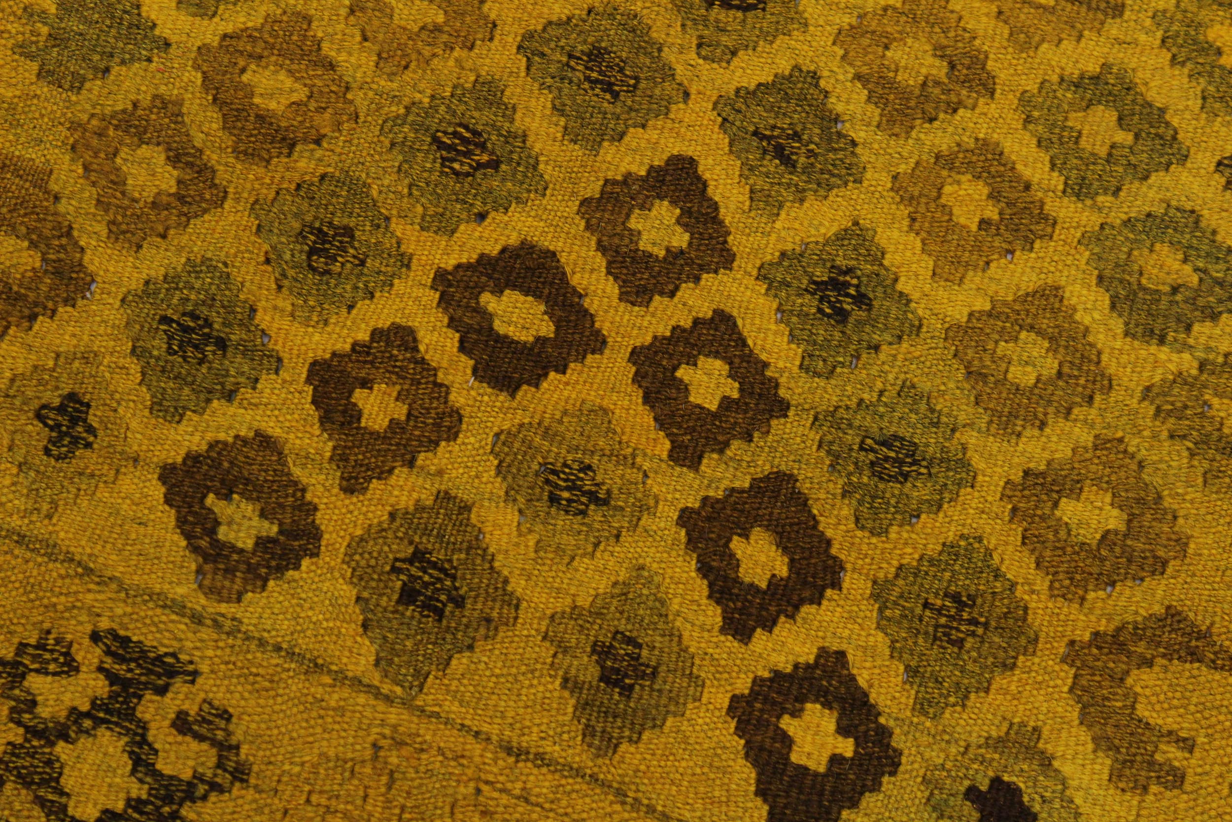 handmade Geometric Kilim Yellow Brown Hand-Woven RECTANGLE 100% WOOL area rug 5' x 8'