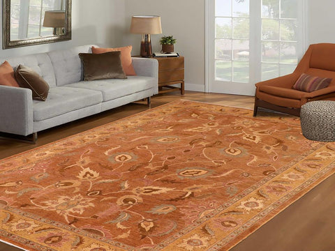 handmade Traditional Antique Brown Gold Hand Knotted RECTANGLE 100% WOOL area rug 10x14