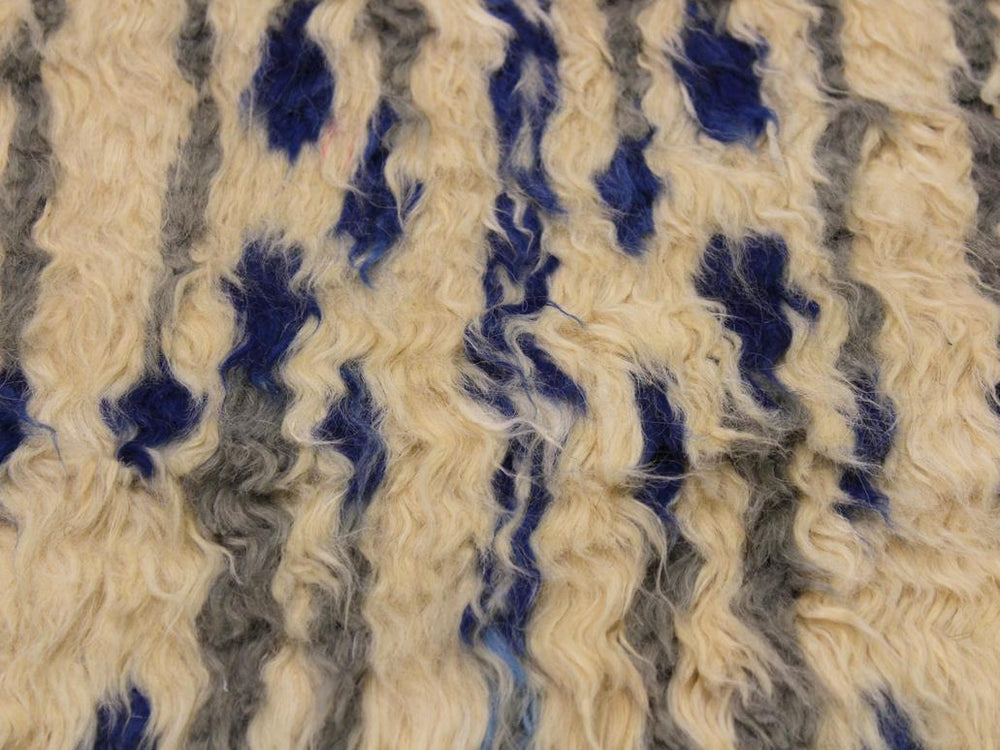 handmade Modern Moroccan Ivory Blue Hand Knotted RECTANGLE 100% WOOL area rug 9x12