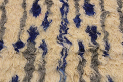 handmade Geometric Moroccan Ivory Blue Hand Knotted RECTANGLE 100% WOOL area rug 9' x 12'
