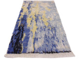 handmade Modern Moroccan Blue Gray Hand Knotted RECTANGLE 100% WOOL area rug 2x3