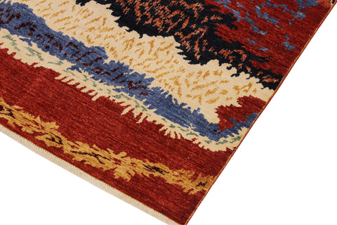 handmade Modern Kafkaz Red Ivory Hand Knotted RECTANGLE 100% WOOL area rug 8' x 10'