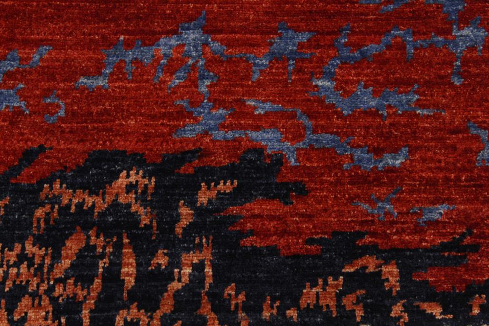 handmade Modern Kafkaz Red Ivory Hand Knotted RECTANGLE 100% WOOL area rug 8X10