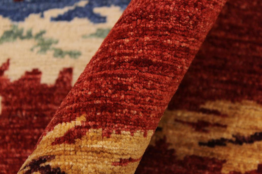 handmade Modern Kafkaz Red Ivory Hand Knotted RECTANGLE 100% WOOL area rug 8X10