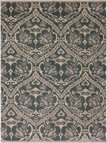 handmade Modern Nabila Grey Ivory Hand Knotted RECTANGLE WOOL&SILK area rug 4x6