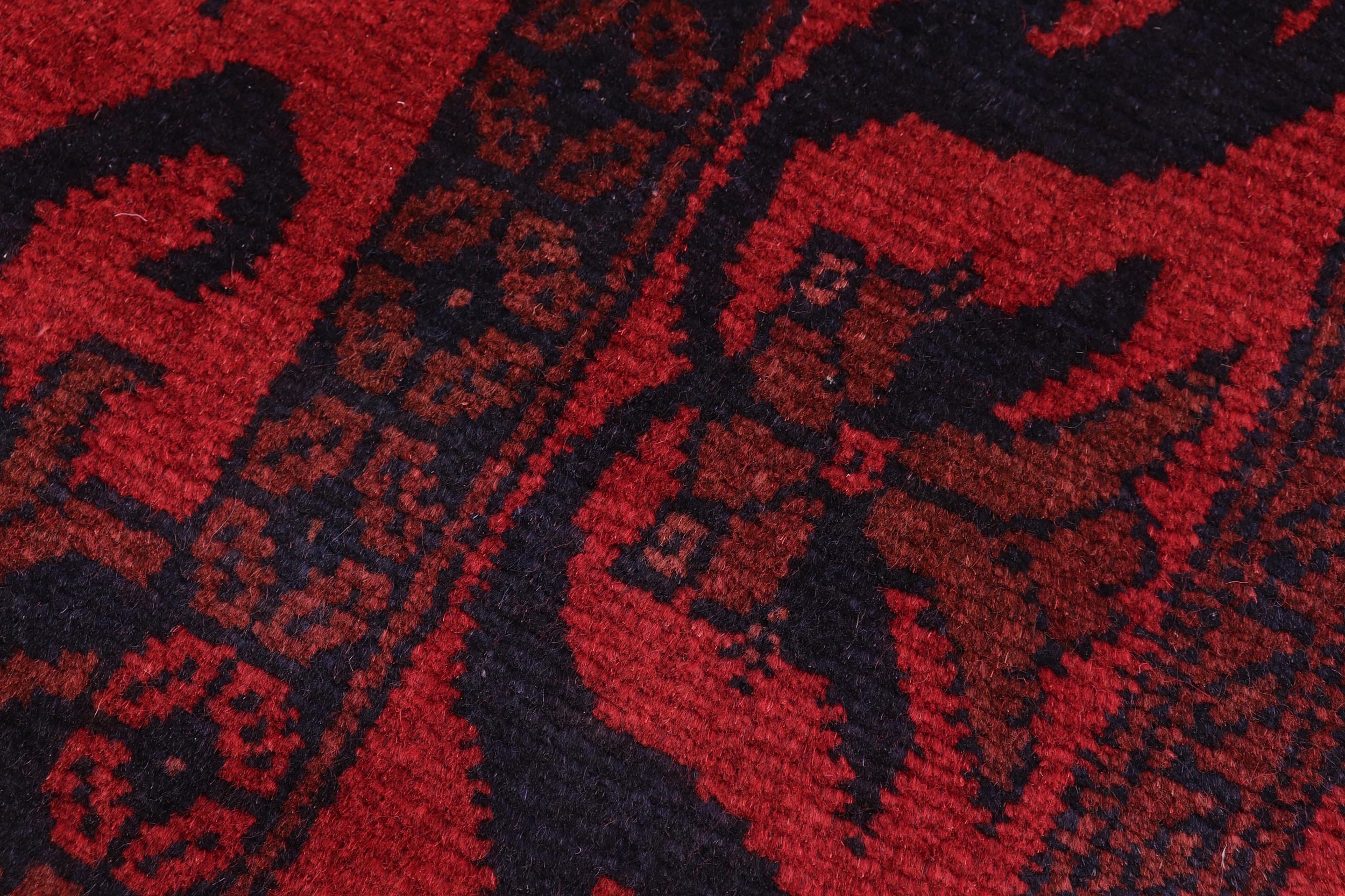 handmade Tribal Biljik Khal Mohammadi Drk. Red Black Hand Knotted RUNNER 100% WOOL Runner 3x10