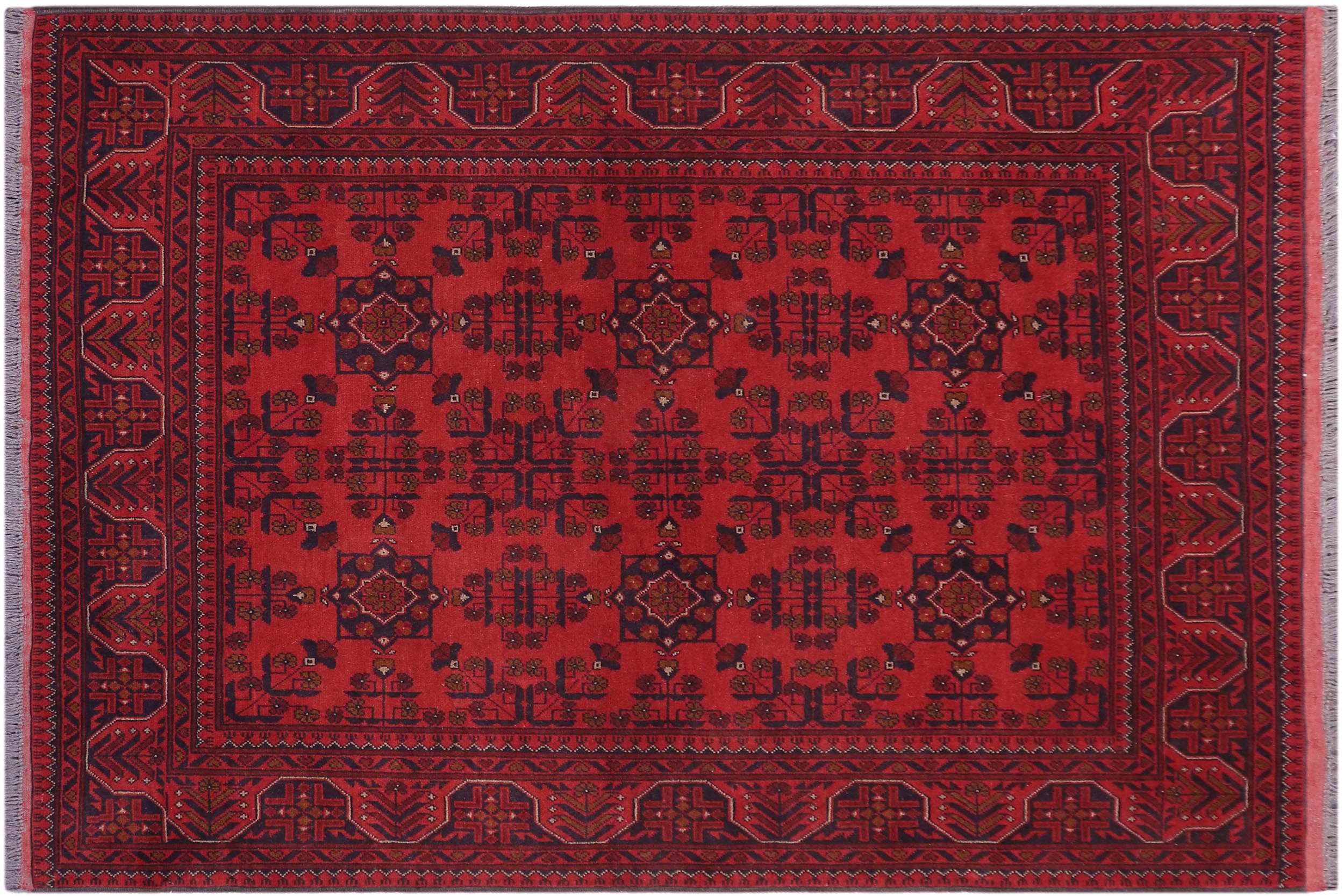 handmade Tribal Biljik Khal Mohammadi Red Blue Hand Knotted RECTANGLE 100% WOOL area rug 5x6