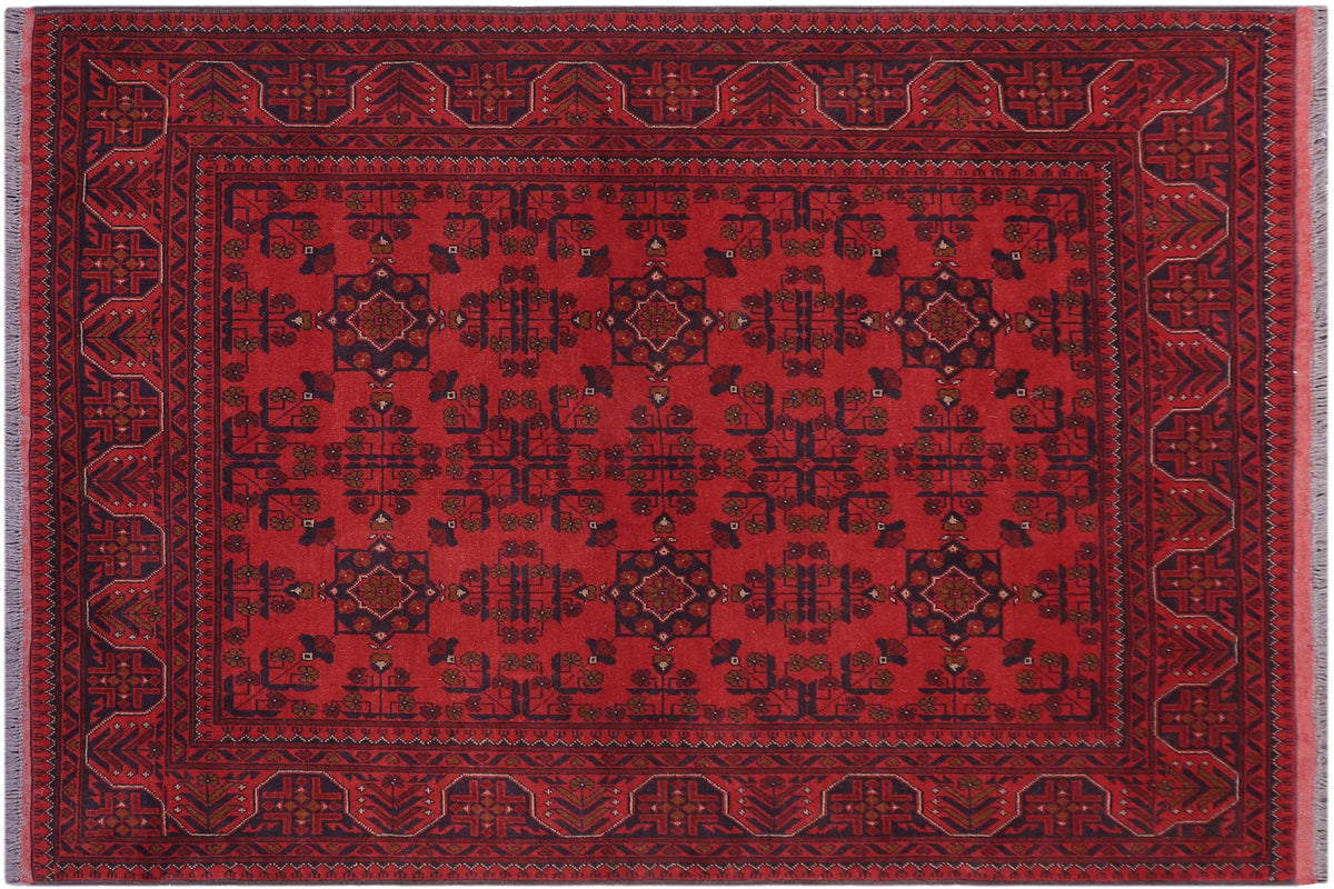 handmade Tribal Biljik Khal Mohammadi Red Blue Hand Knotted RECTANGLE 100% WOOL area rug 5x6