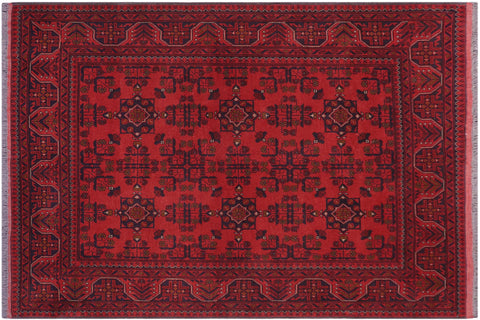handmade Tribal Biljik Khal Mohammadi Red Blue Hand Knotted RECTANGLE 100% WOOL area rug 5x6