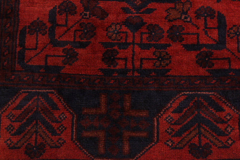 handmade Tribal Biljik Khal Mohammadi Drk. Red Black Hand Knotted RUNNER 100% WOOL Runner 3x10