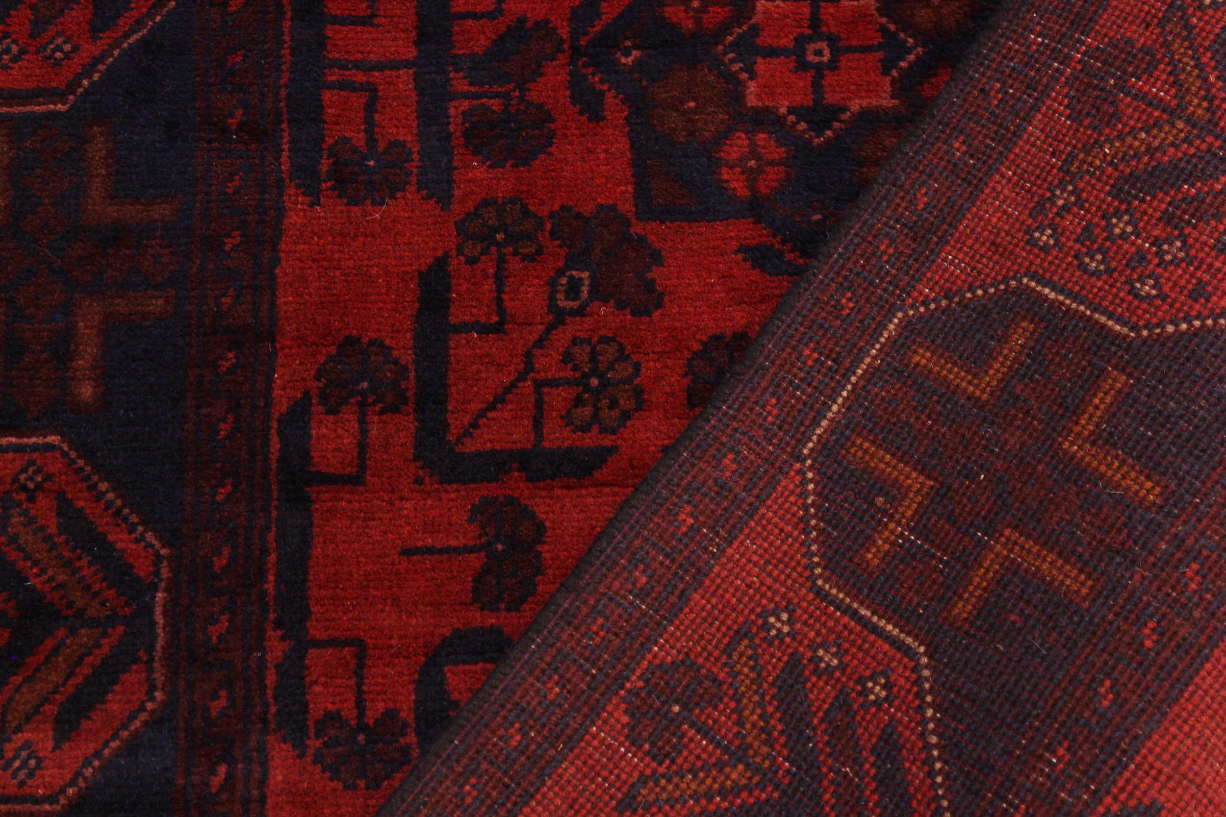 handmade Tribal Biljik Khal Mohammadi Drk. Red Black Hand Knotted RUNNER 100% WOOL Runner 3x10