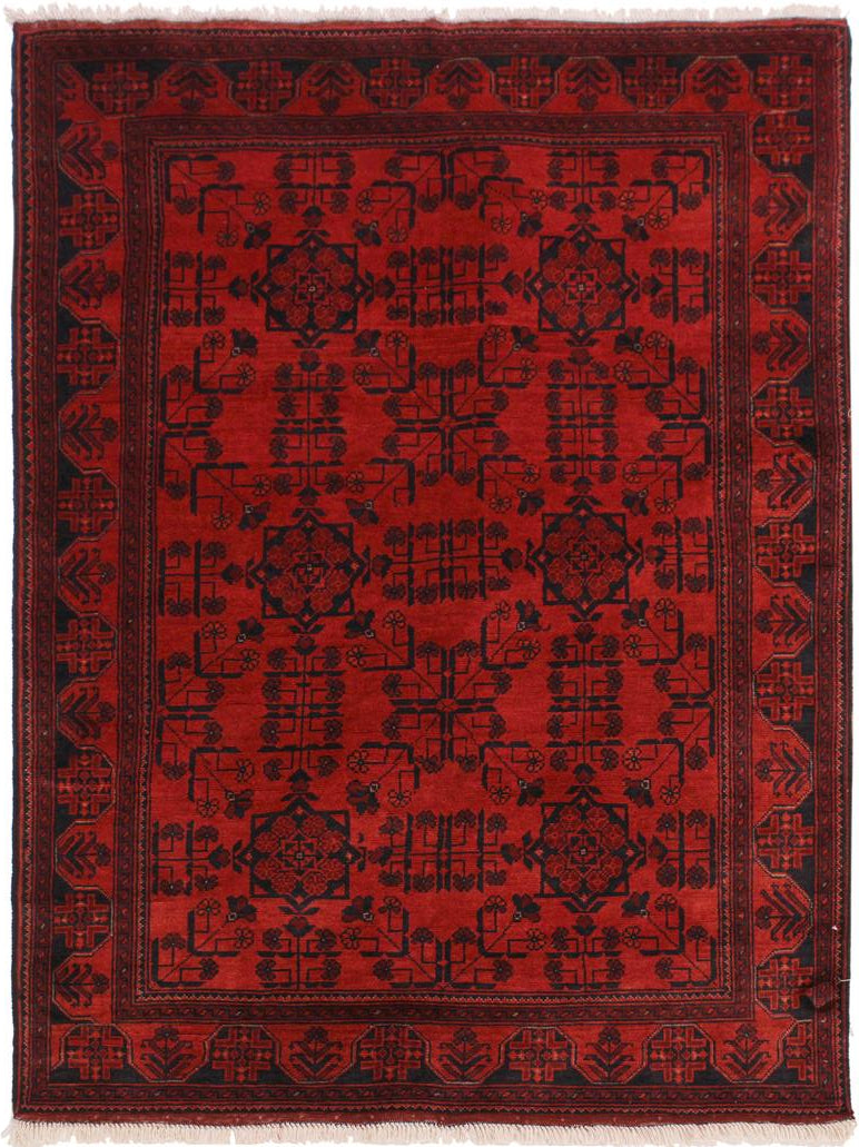 handmade Tribal Biljik Khal Mohammadi Drk. Red Black Hand Knotted RECTANGLE 100% WOOL area rug 4x6