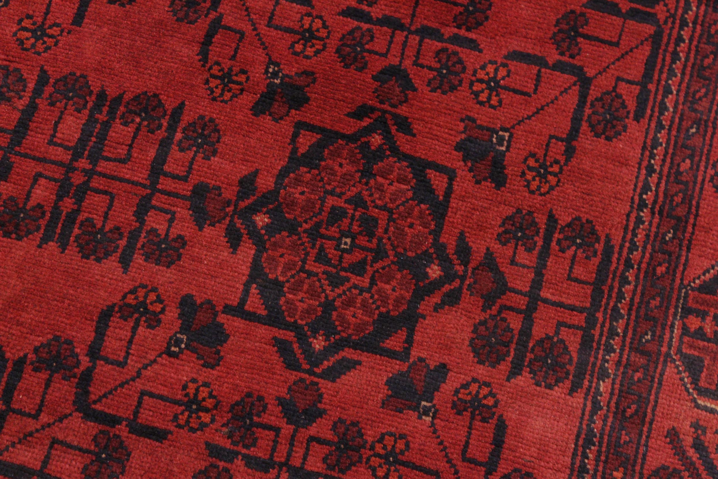 handmade Geometric Khal Muhamm Drk. Red Black Hand Knotted RECTANGLE 100% WOOL area rug 4x6