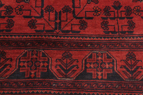 handmade Geometric Khal Muhamm Drk. Red Black Hand Knotted RECTANGLE 100% WOOL area rug 4x6