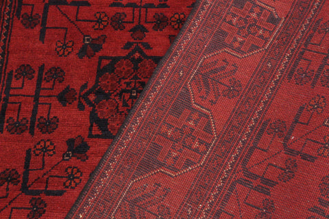 handmade Tribal Biljik Khal Mohammadi Drk. Red Black Hand Knotted RECTANGLE 100% WOOL area rug 4x6