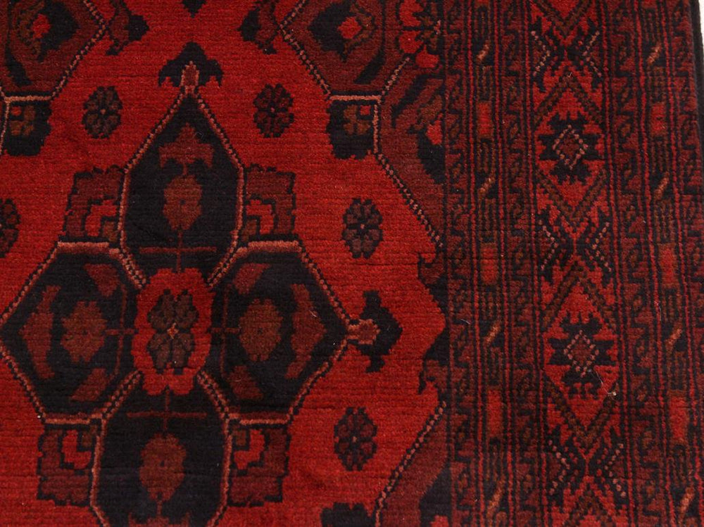 handmade Tribal Biljik Khal Mohammadi Drk. Red Black Hand Knotted RUNNER 100% WOOL Runner 3x10