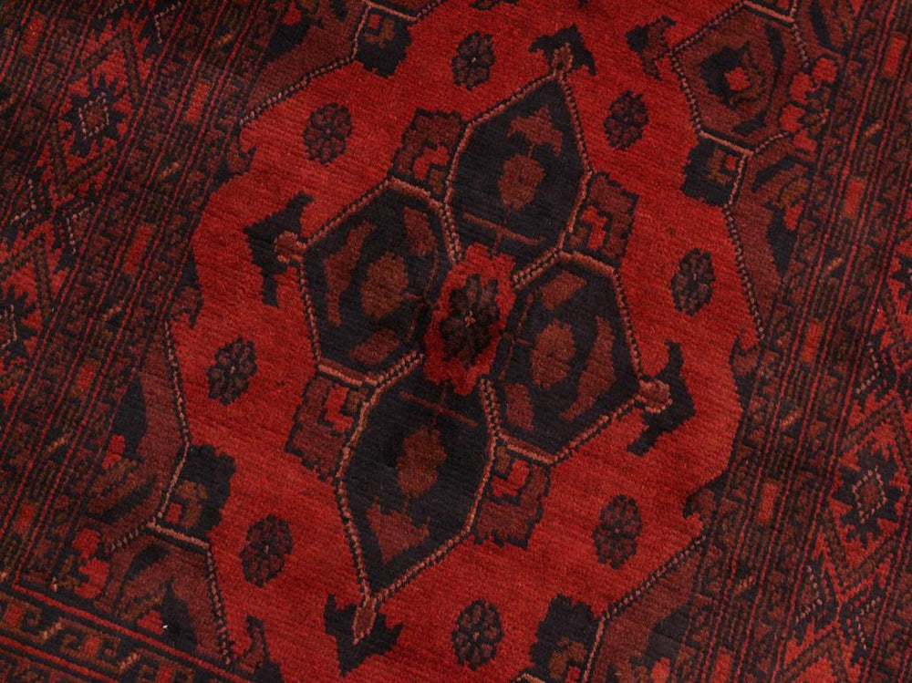 handmade Tribal Biljik Khal Mohammadi Drk. Red Black Hand Knotted RUNNER 100% WOOL Runner 3x10