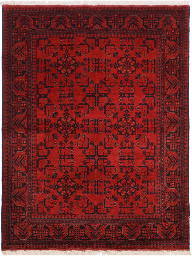 handmade Tribal Biljik Khal Mohammadi Drk. Red Black Hand Knotted RECTANGLE 100% WOOL area rug 4x6