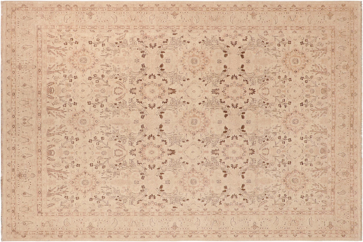 handmade Transitional Kafkaz Tan Brown Hand Knotted RECTANGLE 100% WOOL area rug 10' x 13'