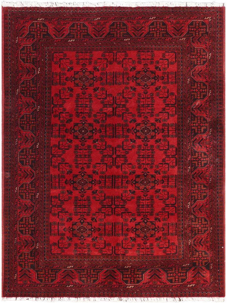 handmade Tribal Biljik Khal Mohammadi Red Black Hand Knotted RECTANGLE 100% WOOL area rug 5x7