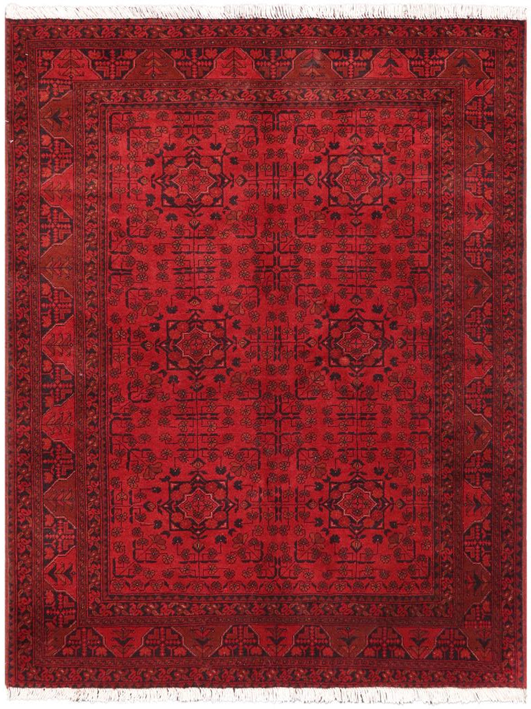 handmade Tribal Biljik Khal Mohammadi Red Black Hand Knotted RECTANGLE 100% WOOL area rug 5x6