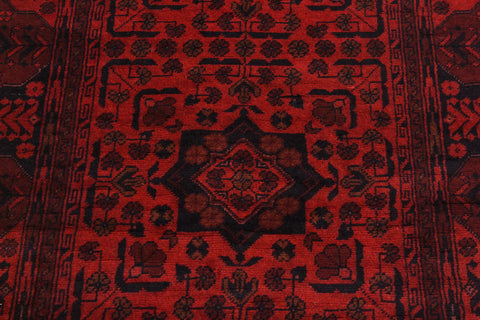 handmade Tribal Biljik Khal Mohammadi Drk. Red Black Hand Knotted RUNNER 100% WOOL Runner 3x10