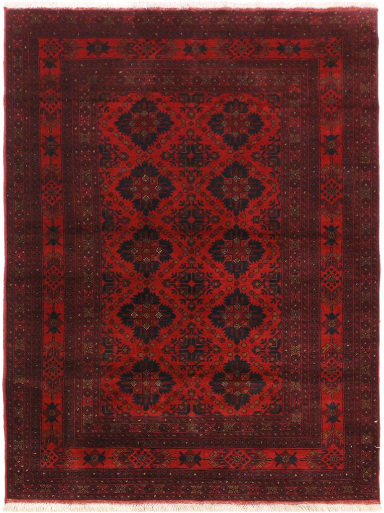 handmade Tribal Biljik Khal Mohammadi Drk. Red Black Hand Knotted RECTANGLE 100% WOOL area rug 4x7