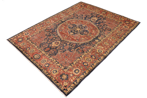 handmade Traditional Kafkaz Blue Rust Hand Knotted RECTANGLE 100% WOOL area rug 10' x 14'