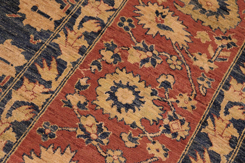 handmade Traditional Kafkaz Blue Rust Hand Knotted RECTANGLE 100% WOOL area rug 10' x 14'