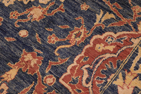 handmade Traditional Kafkaz Blue Rust Hand Knotted RECTANGLE 100% WOOL area rug 10' x 14'