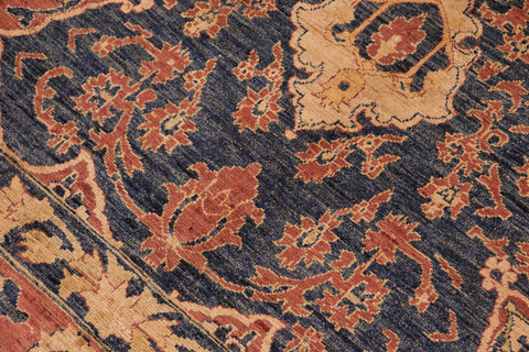 handmade Traditional Kafkaz Blue Rust Hand Knotted RECTANGLE 100% WOOL area rug 10' x 14'