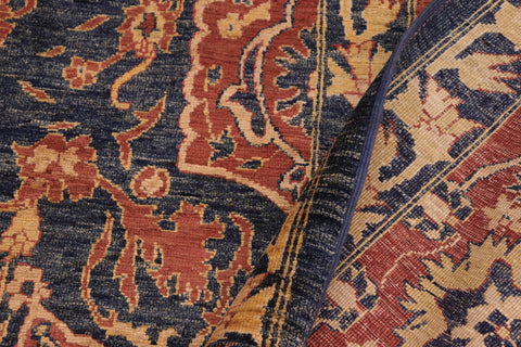 handmade Traditional Kafkaz Blue Rust Hand Knotted RECTANGLE 100% WOOL area rug 10' x 14'