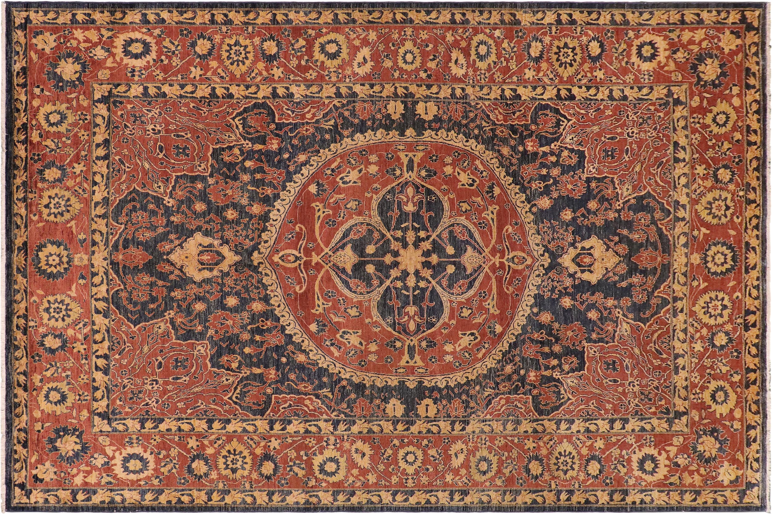 handmade Traditional Kafkaz Blue Rust Hand Knotted RECTANGLE 100% WOOL area rug 10' x 14'