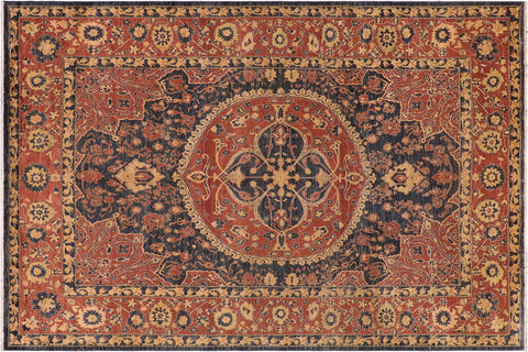 handmade Traditional Kafkaz Blue Rust Hand Knotted RECTANGLE 100% WOOL area rug 10' x 14'
