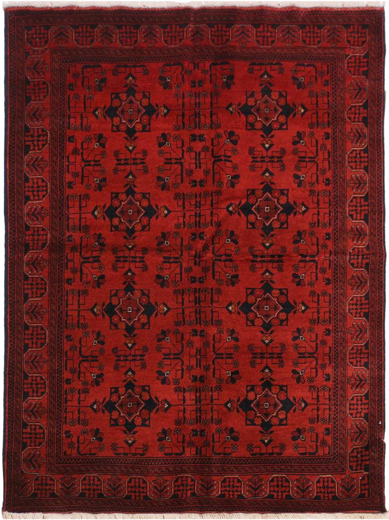 handmade Tribal Biljik Khal Mohammadi Drk. Red Black Hand Knotted RECTANGLE 100% WOOL area rug 4x6