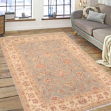 handmade Traditional Kafkaz Gray Beige Hand Knotted RECTANGLE 100% WOOL area rug 7 x 11