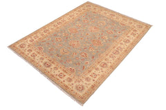 handmade Traditional Kafkaz Gray Beige Hand Knotted RECTANGLE 100% WOOL area rug 7X11