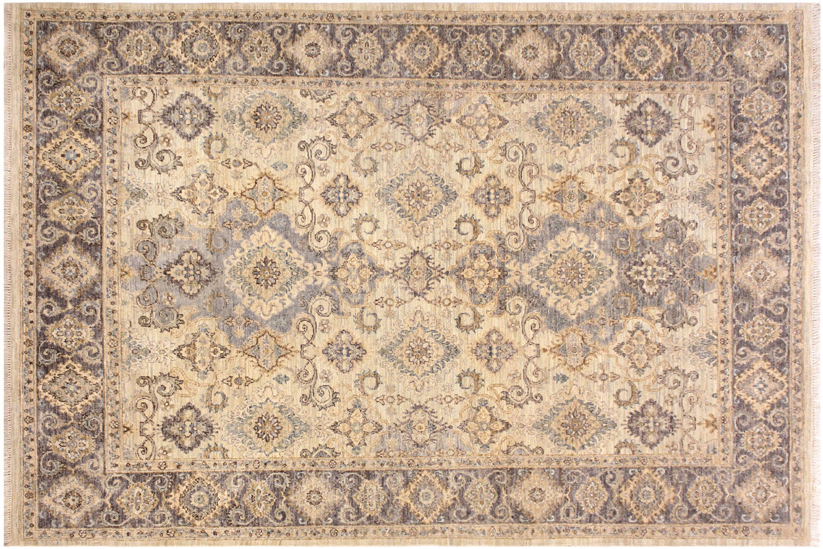 handmade Traditional Kafkaz Lt. Blue Drk. Gray Hand Knotted RECTANGLE 100% WOOL area rug 6x7