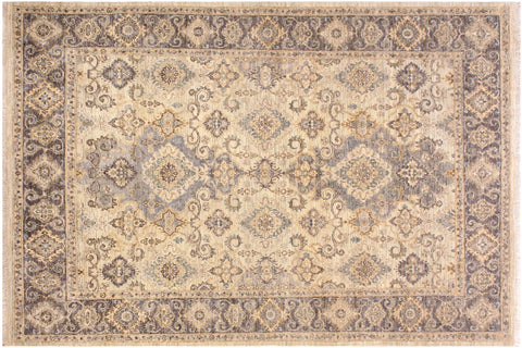 handmade Traditional Kafkaz Lt. Blue Drk. Gray Hand Knotted RECTANGLE 100% WOOL area rug 6x7