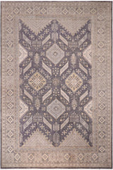 handmade Traditional Kafkaz Drk. Gray Ivory Hand Knotted RECTANGLE 100% WOOL area rug 12X17