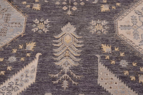 handmade Traditional Kafkaz Drk. Gray Ivory Hand Knotted RECTANGLE 100% WOOL area rug 12X17