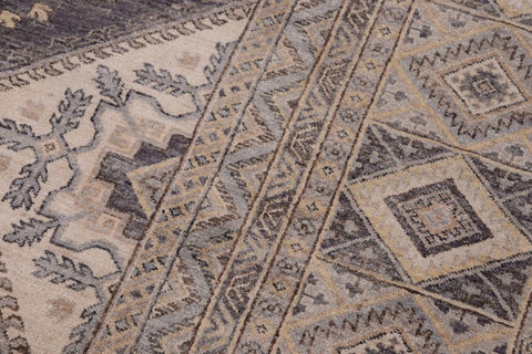 handmade Traditional Kafkaz Drk. Gray Ivory Hand Knotted RECTANGLE 100% WOOL area rug 12X17